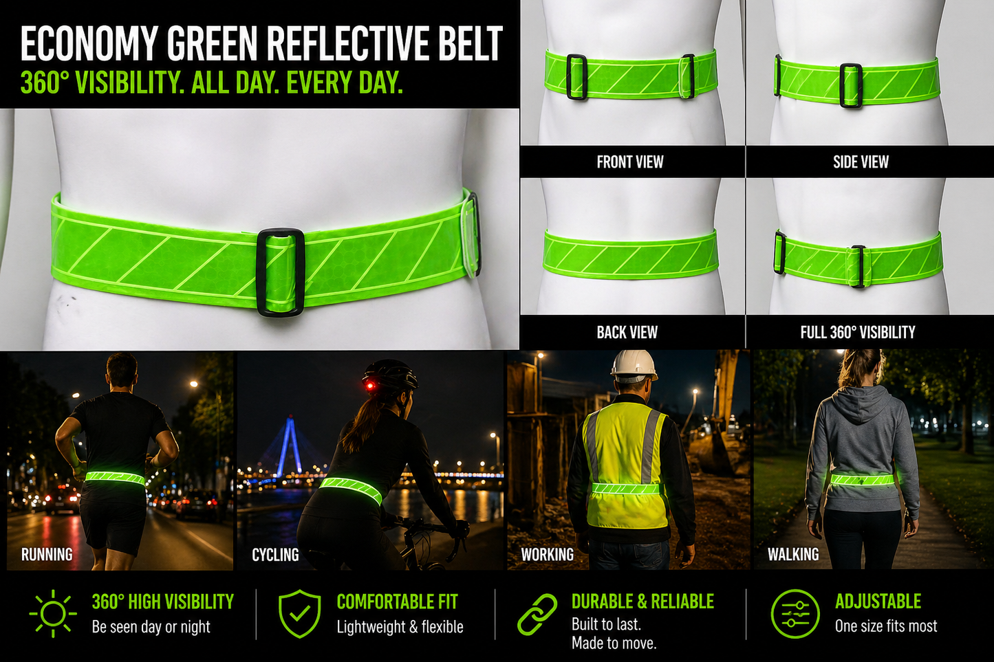 Economy Reflective Belt Green