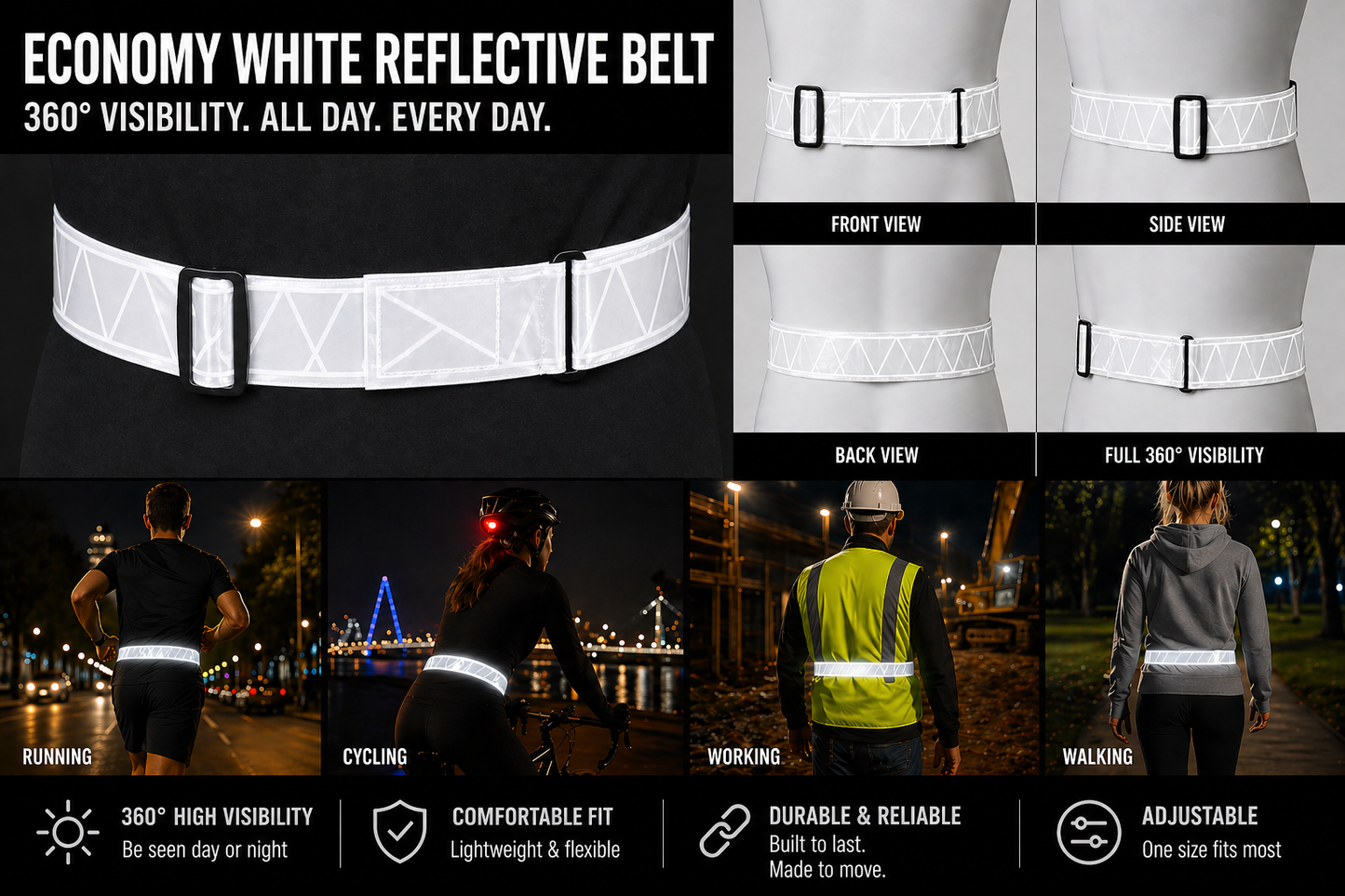 Economy Reflective Belt White