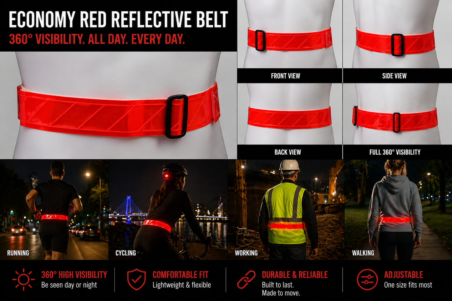 Economy Reflective Belt Red