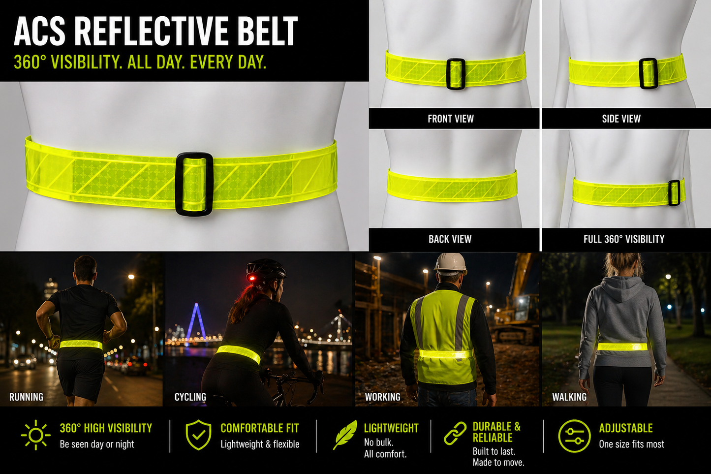 Reflective ACS Belt Lime