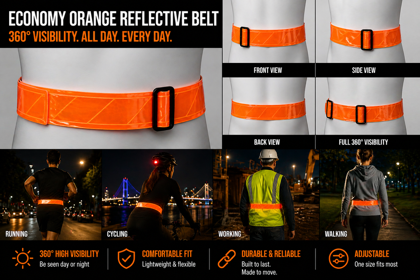 Economy Reflective Belt Orange