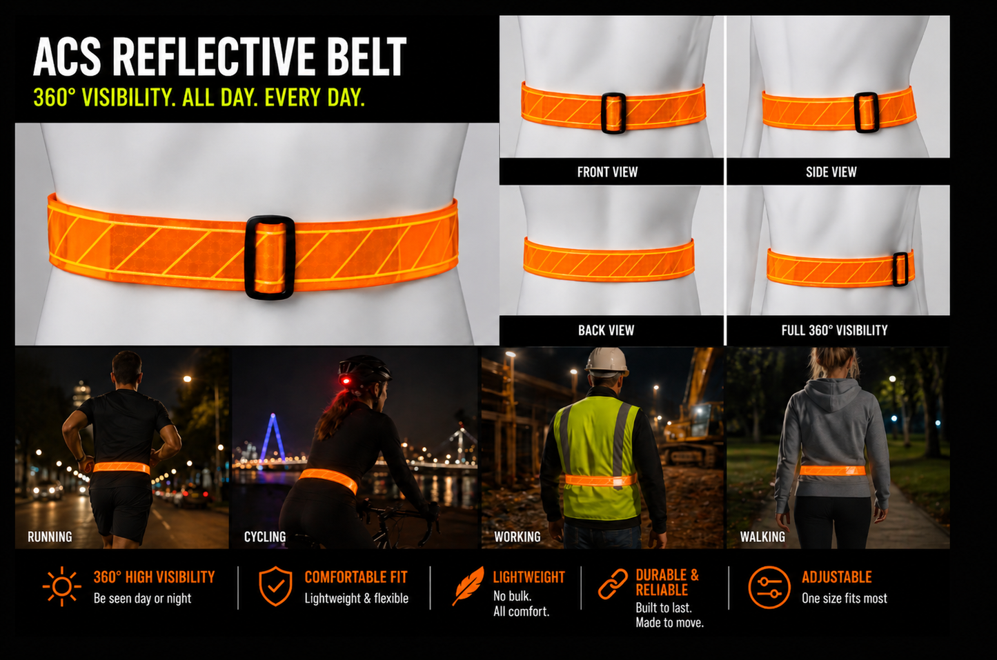 Reflective ACS Belt Orange